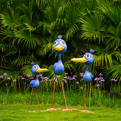 Outdoor Metal Garden Ornaments Metal Big Blue Bird Customized