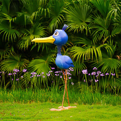 Outdoor Metal Garden Ornaments Metal Big Blue Bird Customized
