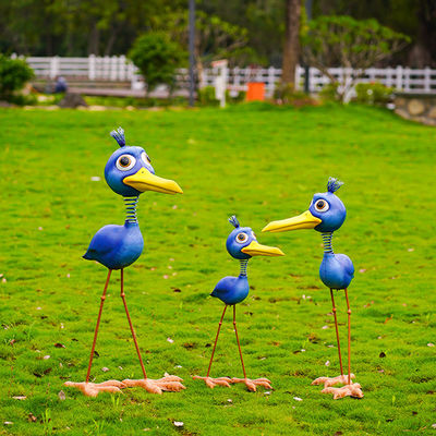 Outdoor Metal Garden Ornaments Metal Big Blue Bird Customized