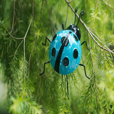 Metal Garden Ornaments Metal Crafts Blue Ladybug Tree Decoration