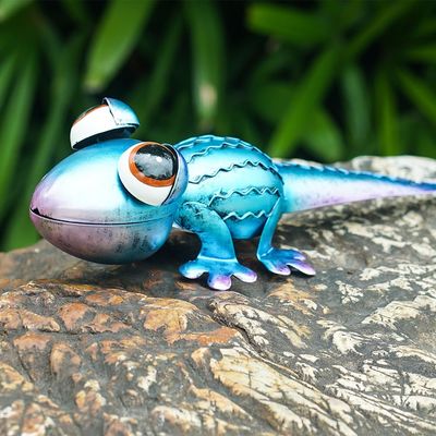Animal Metal Lizard Yard Art Outdoor Decor Creative Design Multicolor