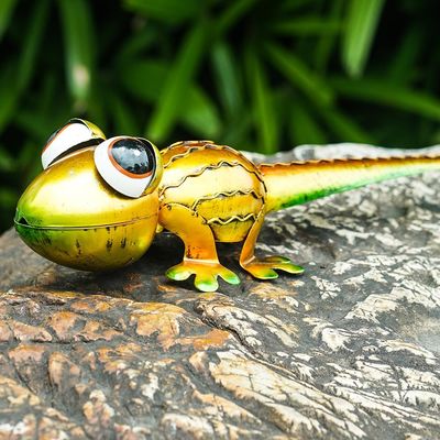 Animal Metal Lizard Yard Art Outdoor Decor Creative Design Multicolor
