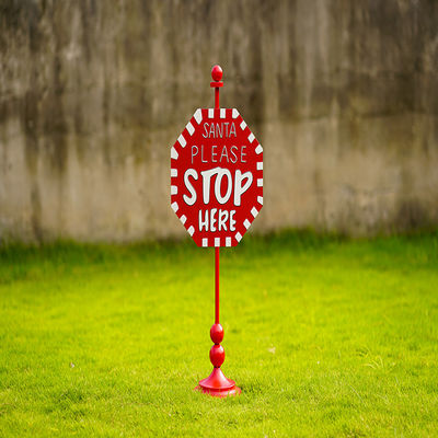Metal Santa Stop Here Signs Multiple Metal Outdoor Christmas Decor