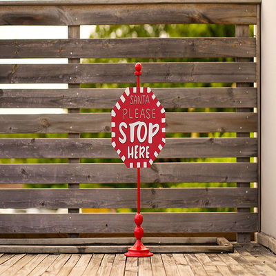 Metal Santa Stop Here Signs Multiple Metal Outdoor Christmas Decor