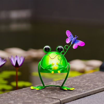 Multiple Metal Garden Ornaments Sculptures Rustproof Frogs By The Pond